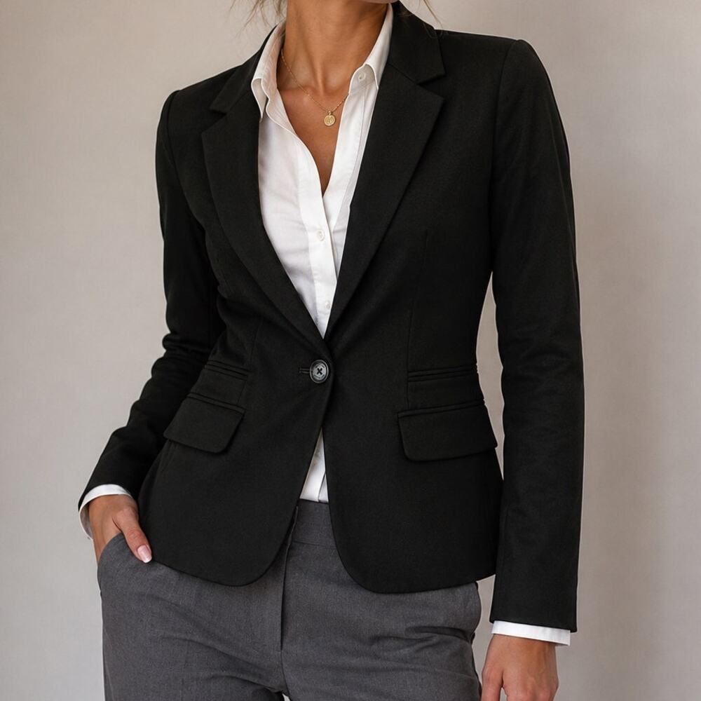 Express Blazer Jacket Womens Size 4 Black Y2K Single Button Business Casual Coat